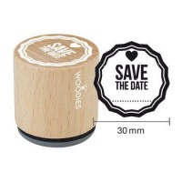 Houten handstempel Woodies Save the Date blanc
